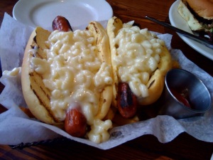 Ditch Dogs at Ditch Plains - Mac and Cheese on Hot Dogs